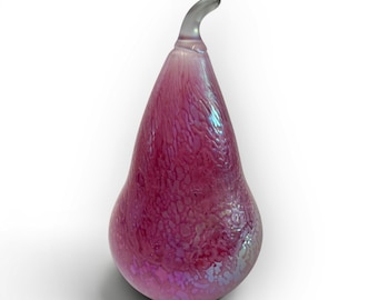 "Huge 10.5"" von John Ditchfield für Glasform Irisierende Pink Pear - Mundgeblasenes Kunstglas."