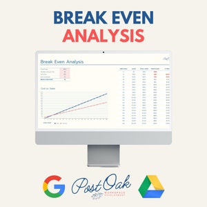 Break Even Analysis  - Google Spreadsheet, Business Planner, Profit Margin Worksheet, Template, Easy