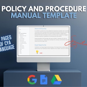 Employee Manual / Handbook Template - Google Doc, Easy, Digital, Signature, Policy and Procedure Manual