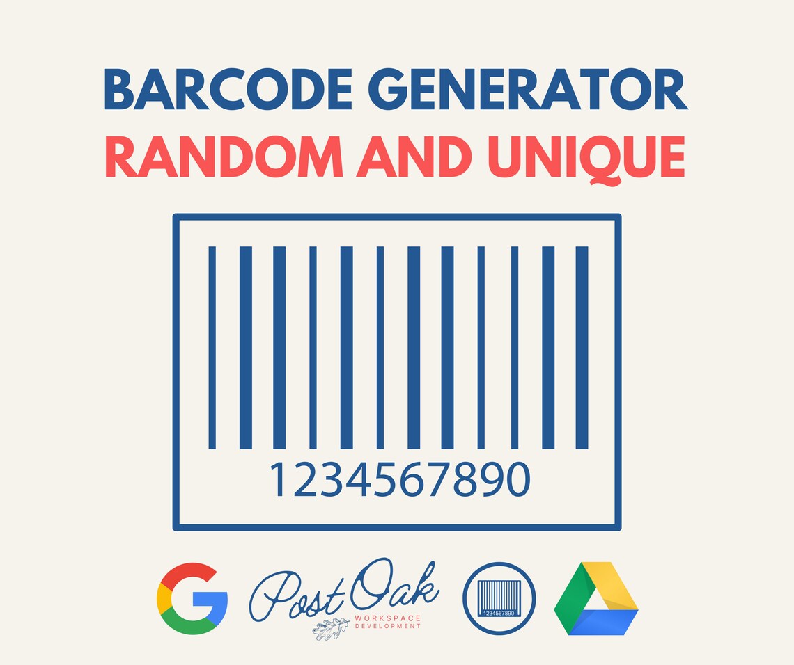 Barcode Generator Unique and Custom Google Spreadsheet, Business Stock