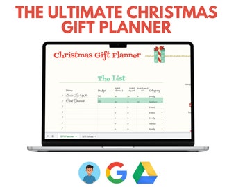 Christmas Gift Planner - Google Spreadsheet, Budget, Holiday Planner, Template, Easy