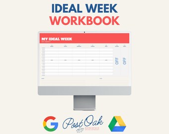 Ideal Week - Digital Minute-by-Minute Planner, Google Spreadsheet, Sheets, Job Description, Training, Template, Easy