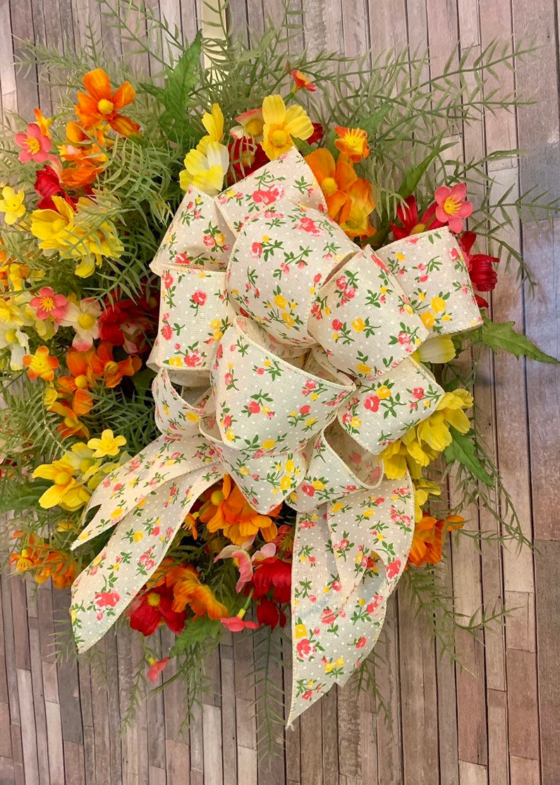 Grapevine Wreath Summer Wreath for Front Door Wildflower Wreath Year Round Wreath Fall Wreath Burlap Bow Wreath