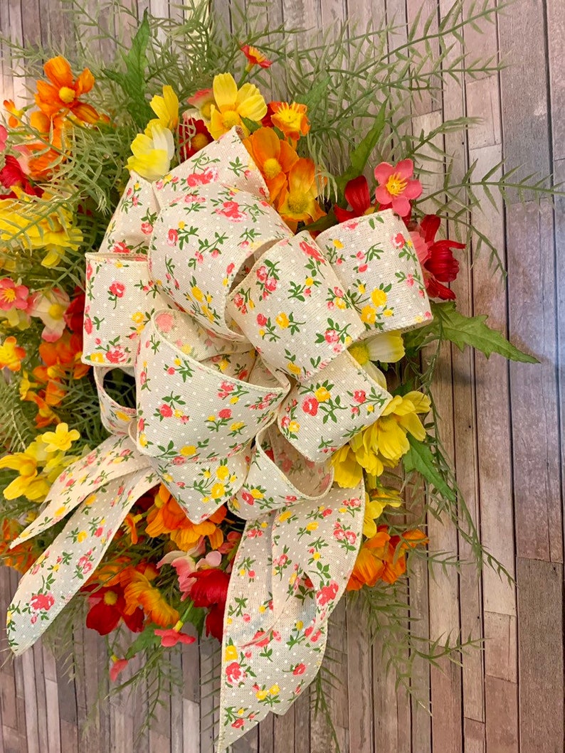 Grapevine Wreath Summer Wreath for Front Door Wildflower Wreath Year Round Wreath Fall Wreath Burlap Bow Wreath