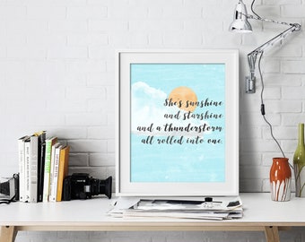 Sunshine Starshine Thunderstorm, Printable Watercolor Art, Baby Shower Gift, Gift for Daughter