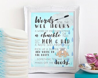 Words for the Wee Hours, Diaper Game, Printable Baby Shower Games, Baby Sprinkle Games, Rain Cloud Baby Shower, Instant Download