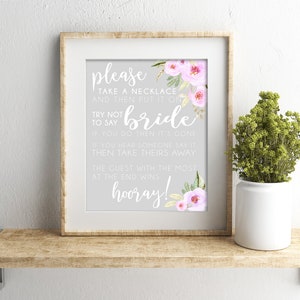 Don't Say Bride Necklace Game Printable Bridal Shower Games Watercolor ...