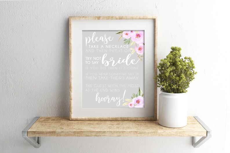 Don't Say Bride Necklace Game Printable Bridal Shower | Etsy
