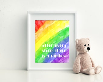 After Every Storm There is a Rainbow, Baby Shower Gift, Printable Nursery Decor, Rainbow Baby Shower Decor