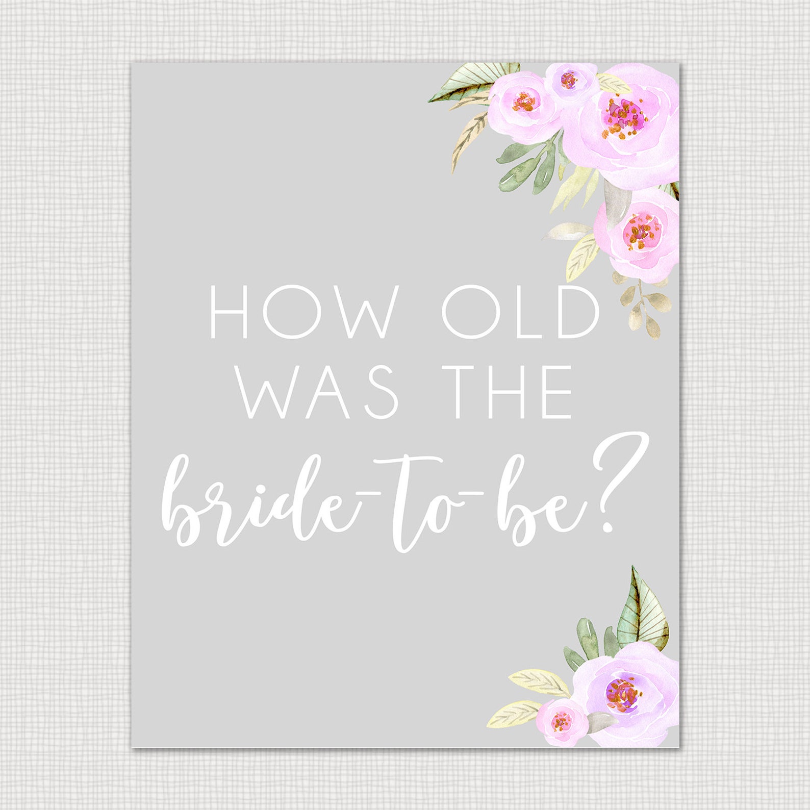 How Old Was the Bride-to-be Printable Bridal Shower Games - Etsy