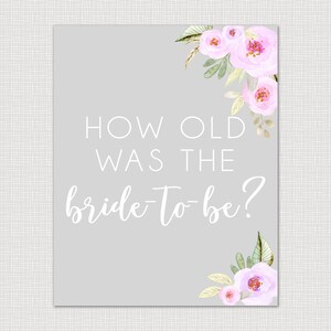 How Old Was the Bride-to-be Printable Bridal Shower Games Instant ...