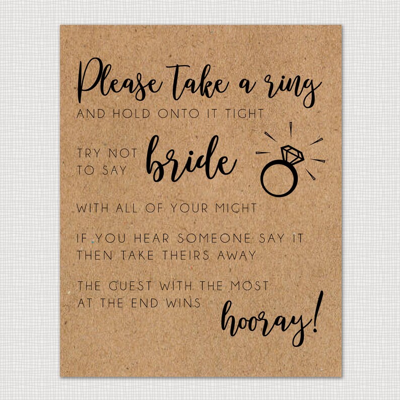 Don't Say Bride Ring Game Printable Bridal Shower Games | Etsy