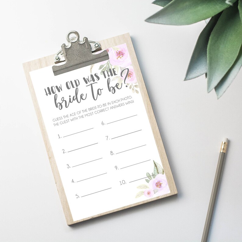 How Old Was the Bride-to-Be Printable Bridal Shower Games | Etsy
