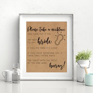 Don't Say Bride Necklace Game Printable Bridal Shower Games Instant ...