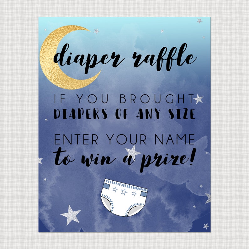 Diaper Raffle Moon and Stars Baby Shower Printable Baby Etsy