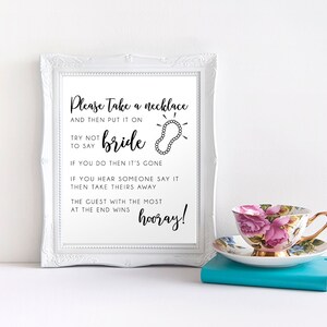 Don't Say Bride Necklace Game Printable Bridal Shower Games Instant ...