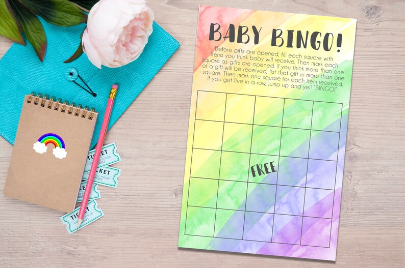Rainbow Baby Bingo Gift Game Printable Baby Shower Games Etsy
