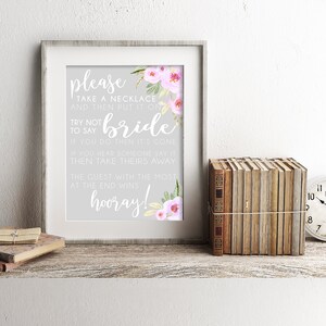 Don't Say Bride Necklace Game Printable Bridal Shower Games Watercolor ...