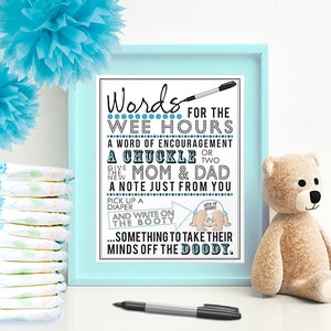 Diaper Game: Words for the Wee Hours, Boy Baby Shower (Printable PDF)