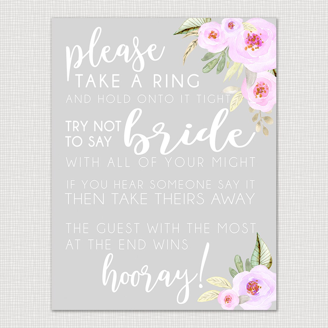 Don't Say Bride Ring Game Printable Bridal Shower Games - Etsy