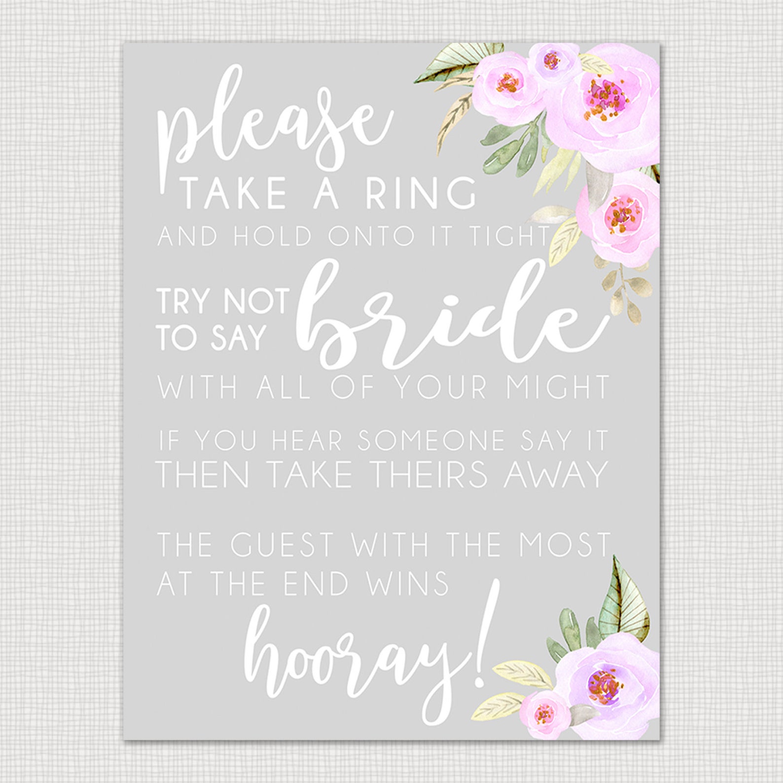 Don't Say Bride Ring Game Printable Bridal Shower Games - Etsy