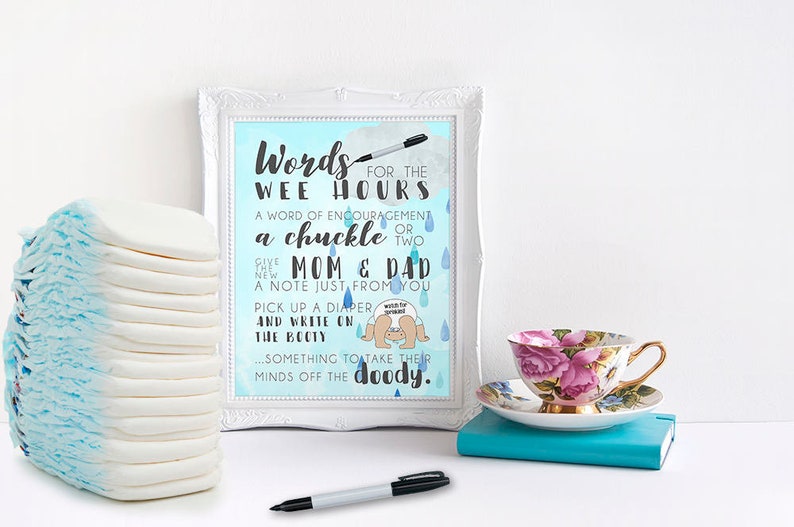 Words for the Wee Hours, Diaper Game, Printable Baby Shower Game Words for the Wee Hours, Diaper Game, Printable Baby Shower Game