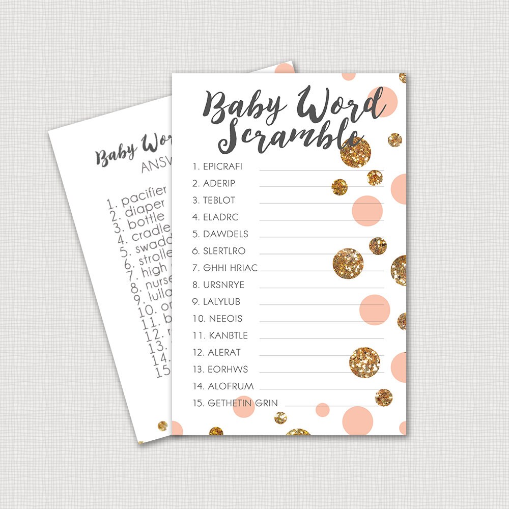 Word Scramble Printable Baby Shower Games Instant Download - Etsy