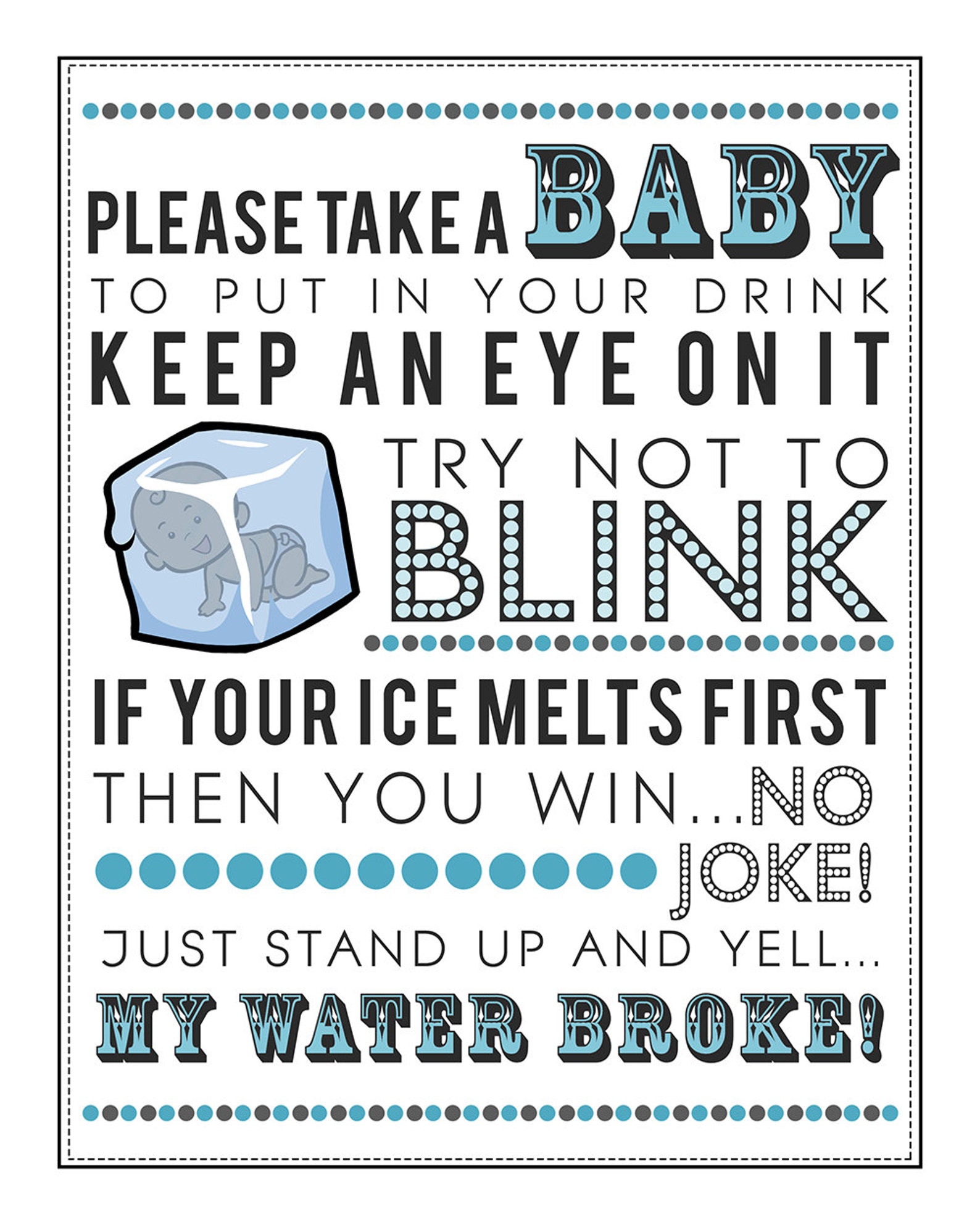 My Water Broke Game Ice Cube Game Printable Baby Shower Etsy