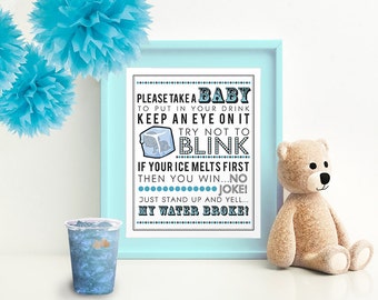 My Water Broke Game, Ice Cube Game, Printable Baby Shower Games, Boy Baby Shower, Instant Download