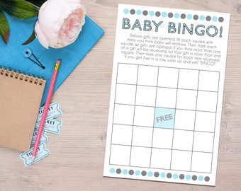 Baby Bingo Gift Game, Printable Baby Shower Games, Boy Baby Shower, Instant Download