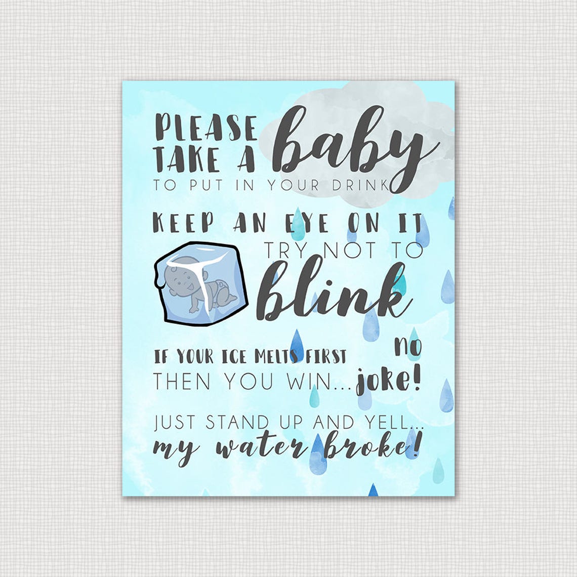 My Water Broke Ice cube Game Printable Baby Shower Games Etsy