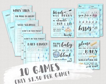 Printable Baby Shower Games Bundle, Baby Sprinkle Games, Instant Download, Words for the Wee Hours, Water Broke Game