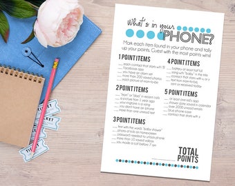 What's in Your Phone, Printable Baby Shower Games, Boy Baby Shower, Instant Download