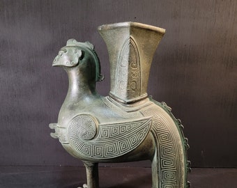 中国 緑 黒 古代 鳳凰 鳥 香炉 ディスプレイ容器 ws1475E - Etsy 日本