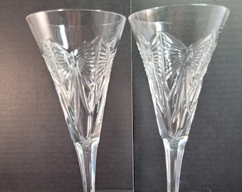 Waterford Millennium Happiness Champagne Flutes – Cut Lead Crystal Toasting Glasses