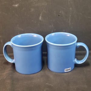 Juego de 2 tazas Fiesta Peacock Java / Tazas de gres azul cobalto de Homer Laughlin
