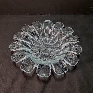 Vintage Holmegaard Ice Blue Daisy Glass Bowl - Danish Art Glass