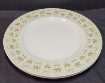 Assiette plate Royal Doulton « Samarra » T.C.1039 — porcelaine anglaise vintage, bande florale verte et brune