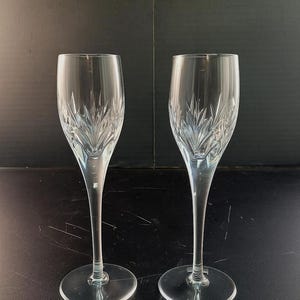 Pair of Paris by Atlantis Lead Crystal Cordial Glasses 6 5/8″ – Vintage Atlantis Crystal Stemware, Cut Fan Design Barware