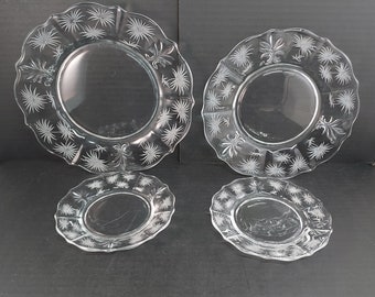 Fostoria LIDO Clear Plates- 1 Dinner, 1 Salad and 2 Bread Plates