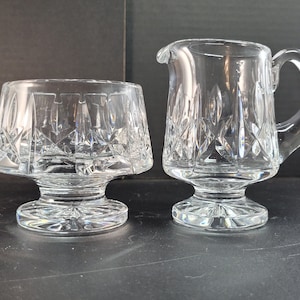 Vintage Waterford Lismore Crystal Sugar Bowl and Creamer Set