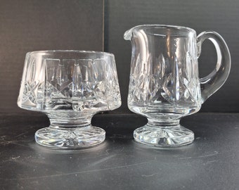 Juego de azucarero y cremera vintage de cristal Waterford Lismore — Cristal de plomo tallado a mano, con cortes de diamante y cuña, cristal irlandés