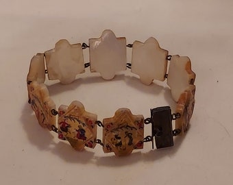 Vintage Mother of Pearl  Story Panel Bracelet