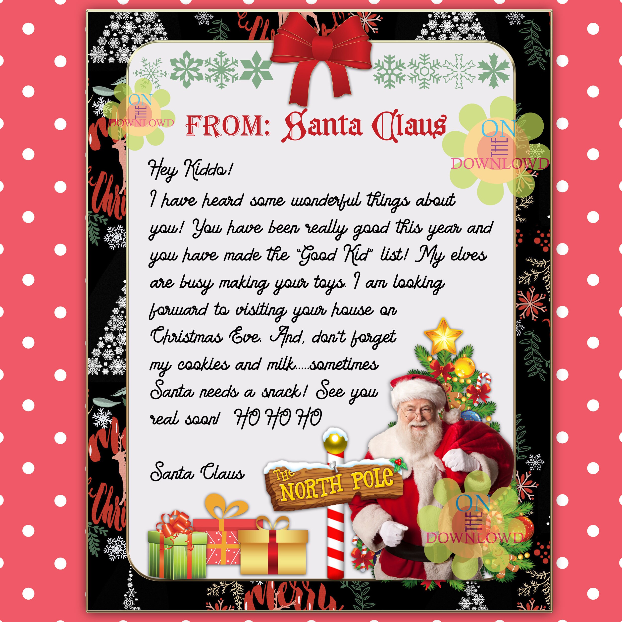 LETTER FROM SANTA Ready to Print and Place in Envelope for Your Child North Pole Letter for Good