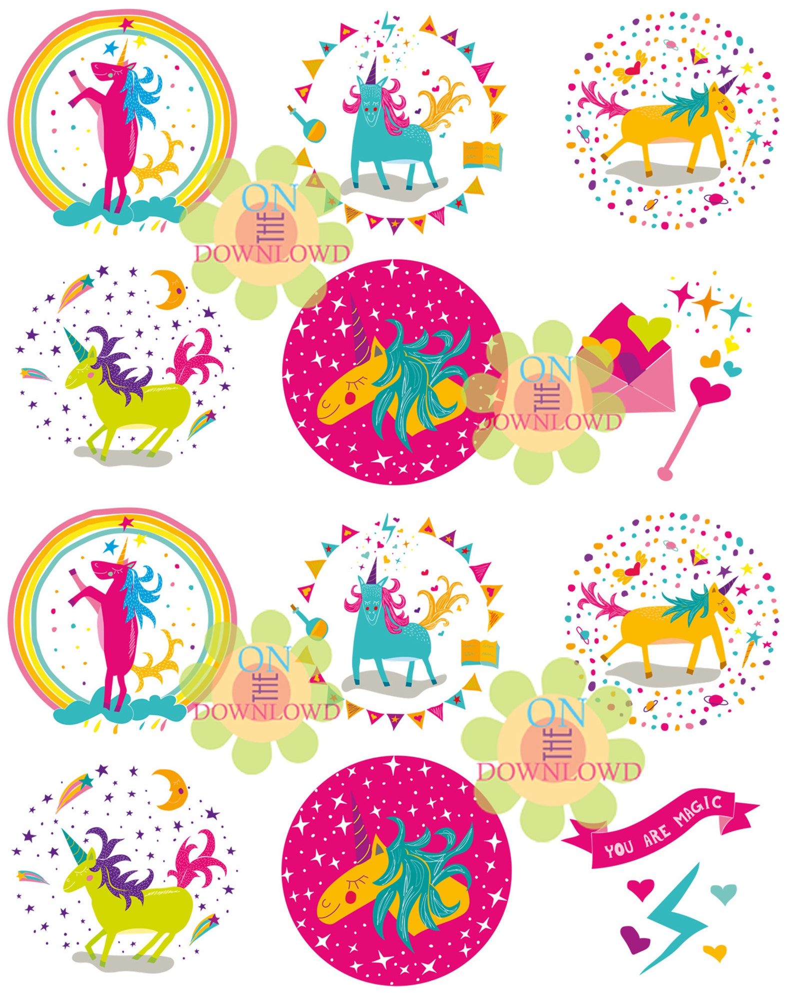 printable unicorn cupcake toppers page six cakes
