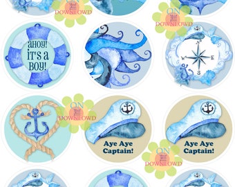 AHOI IST EIN JUNGE! Sofortiger Download Cupcake Toppers/Baby Shower Labels/Dusche Cupcake Toppers, Nautical Baby/Bitte lesen Sie die Beschreibung!