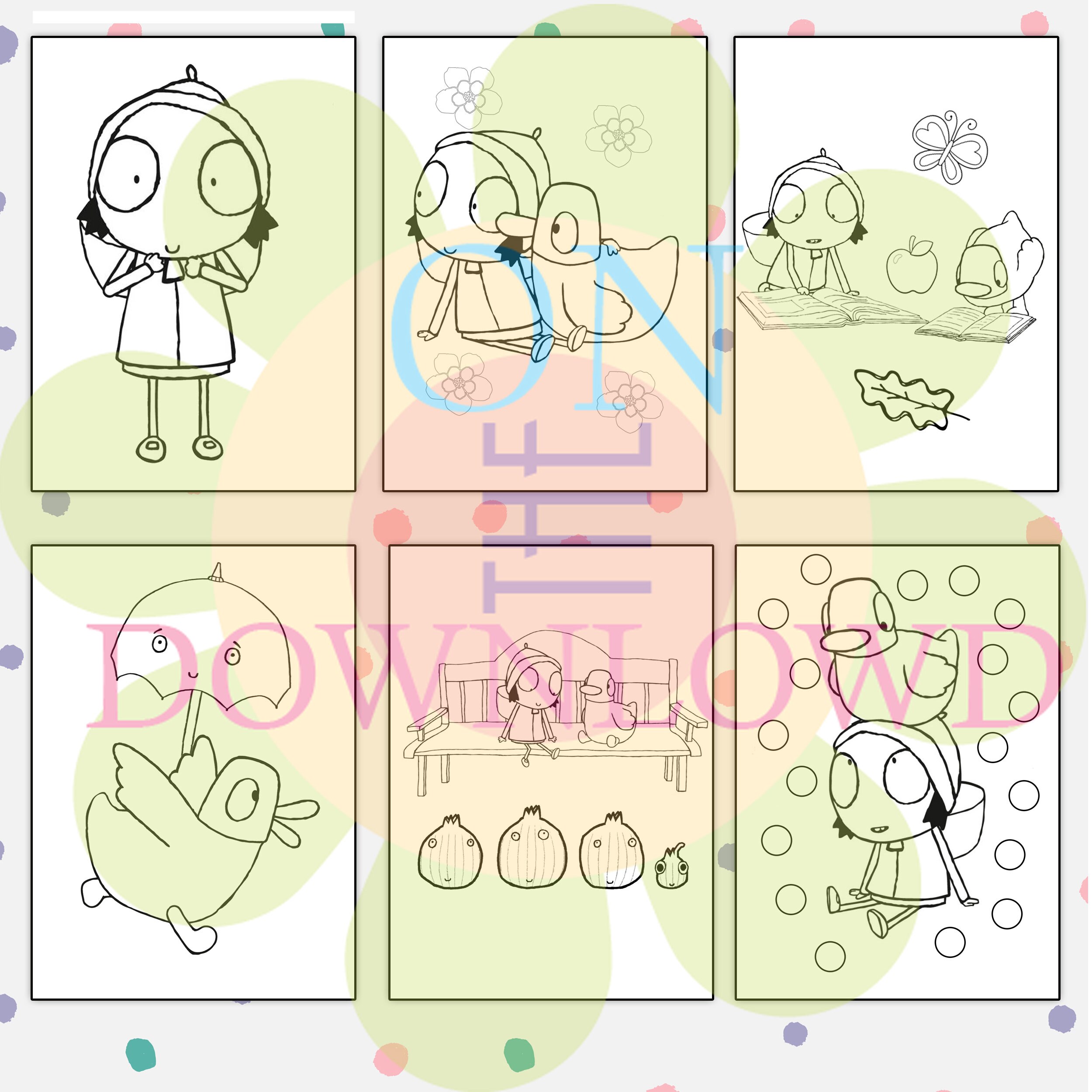SARAH And DUCK COLORING Book For Birthday PartiesPrintable Etsy
