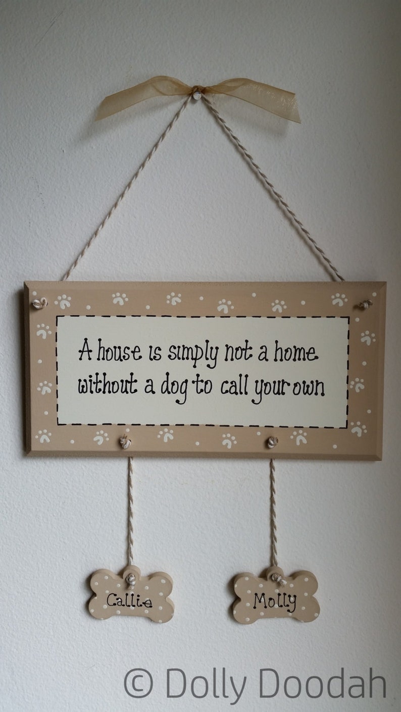 Personalised Soft Beige Dog Pet Wooden Plaque Names Bone Gift Etsy