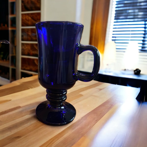 Vintage Cobalt Blue Irish Coffee Mugs Libbey