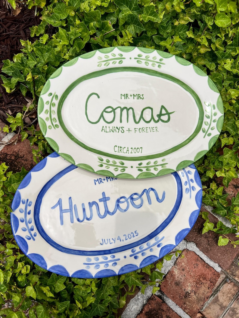 Custom Hand Painted Ceramic Platter | Personalized Gift for Newlyweds